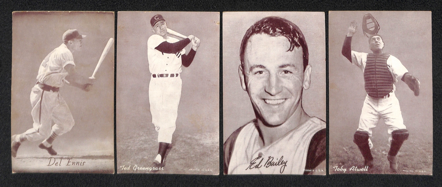 Lot of 16 Baseball Exhibit Cards from 1947-1961 w. Willie Mays